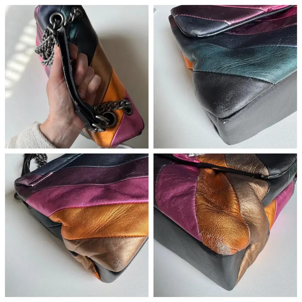 Kurt Geiger London Metallic Rainbow Stripe Kensington Convertible Shoulder Bag - Picture 11 of 11